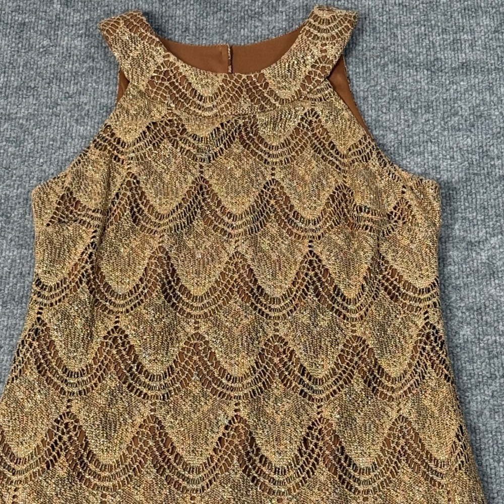 Gold Crochet Lace Sleeveless Dress